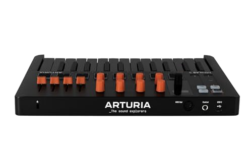 Arturia MiniLab 3, 25 Slim-Key USB-C Midi Controller with 5-Year Warranty, 8 Backlit LED Pads, 8 Knobs, 4 Faders, Midi Out, Built-in Arpeggiator, Chord mode and Software Bundle