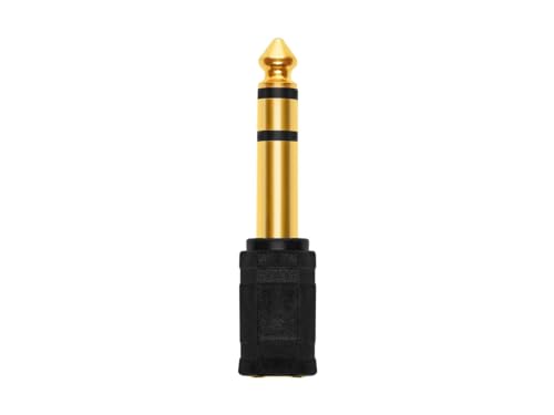 Monoprice 107139 6.35mm Stereo Plug to 3.5mm Stereo Jack Adaptor, Gold Plated, Black, 0.38 inches