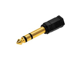 Monoprice 107139 6.35mm Stereo Plug to 3.5mm Stereo Jack Adaptor, Gold Plated, Black, 0.38 inches