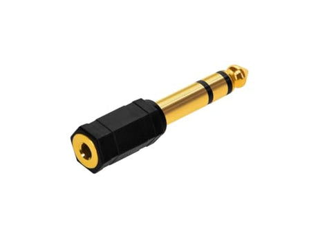 Monoprice 107139 6.35mm Stereo Plug to 3.5mm Stereo Jack Adaptor, Gold Plated, Black, 0.38 inches