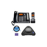 Moto rola ML25255 DECT 6.0 Expandable Corded/Cordless 2-line Business Phone with Caller ID & Answering Machine Bundle with Blucoil 4 AAA Batteries, 10' Cat5e Cable, and USB Conference Speakerphone