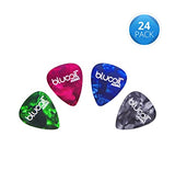 Blucoil Audio Celluloid Guitar Picks for Rhythm Playing, Alternate Picking, String Skipping, Arpeggios, and Guitar Soloing in Green, Red, Blue, Black (24-Pack)