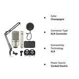 MXL 990/991 Large and Small Diaphragm Condenser Microphone Bundle with Blucoil 2-Pack of 10' XLR Cables, and Boom Arm Plus Pop Filter - for Vocals, Acoustic Guitars, and Drum Overheads