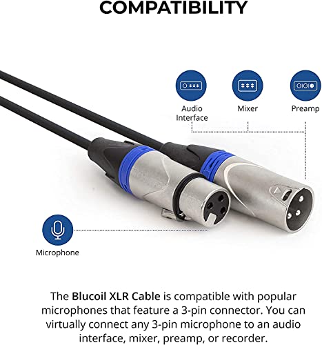 MXL 770 Cardioid Condenser Microphone for Recording Vocals, Pianos, Guitars, and String Instruments (Black, 2-Pack) Bundle with Blucoil 10-FT Balanced XLR Cables (2-Pack)