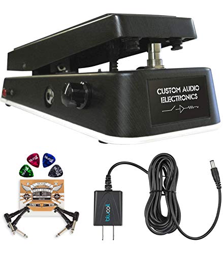 Dunlop Custom Audio Electronics MC404 CAE Wah Pedal Bundle with Blucoil Slim 9V Power Supply AC Adapter, 2-Pack of Pedal Patch Cables, and 4-Pack of Celluloid Guitar Picks