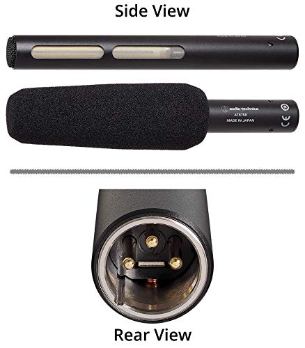 Audio-Technica AT875R Line/Gradient Shotgun Condenser Microphone for Video Productions & Broadcasts Bundle with Blucoil 20-FT Balanced XLR Cable, Adjustable Mic Stand, and 4X 12 Acoustic Wedges