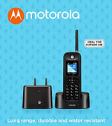 Motorola O211 DECT 6.0 Long Range Cordless Phone, Water & Dust Resistant, IP67 Certified, Black, 1 Handset Bundle with Blucoil 10-FT Cat5e Cable, and 5-Pack of Reusable Cable Ties