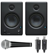 blucoil Eris E4.5-2-Way 4.5" Near Field Studio Monitor (Pair) for Computer, Mixer, Audio Interface, Media Player Bundle Wireless Mic System, and Samson R21S Dynamic Microphone