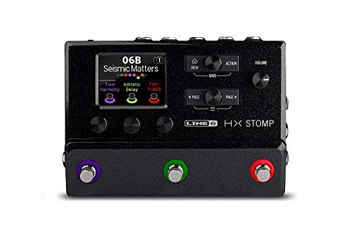 Line6 HX Stomp Multi-Effects Pedal Bundle with Blucoil 10-FT Straight Instrument Cable (1/4in), 5-FT MIDI Cable, 2-Pack of Pedal Patch Cables, and 4-Pack of Celluloid Guitar Picks