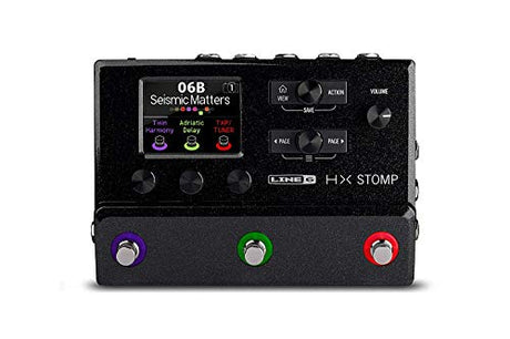 Line6 HX Stomp Multi-Effects Pedal Bundle with Blucoil 10-FT Straight Instrument Cable (1/4in), 5-FT MIDI Cable, 2-Pack of Pedal Patch Cables, and 4-Pack of Celluloid Guitar Picks