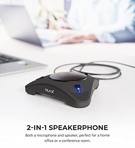 Blucoil USB Portable Conference Speaker & Omnidirectional Microphone with 360° Voice Pickup and Echo Cancellation Bundle with 1080p USB Webcam, USB-A Mini Hub, and 3-FT USB 2.0 Type-A Extension Cable