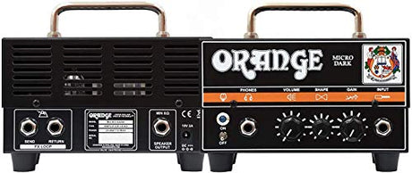 Orange Amps Micro Dark 20W Tube Hybrid Amplifier Head Bundle with PPC108 Cabinet (Black), Blucoil 10' Straight Instrument Cable (1/4"), 2-Pack of Pedal Patch Cables, and 4X Guitar Picks