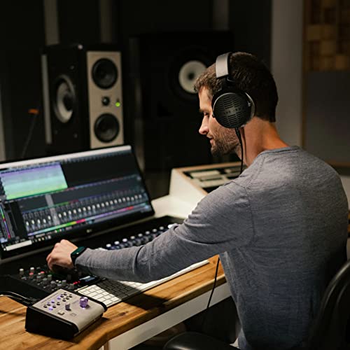 blucoil Beyerdynamic DT 900 PRO X Open-Back Studio Headphones with Stellar.45 Driver for Mixing and Mastering Bundle Y Splitter Cable for Audio & Mic, and Aluminum Headphone Hook