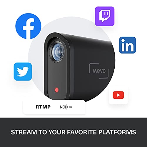 blucoil Mevo Start Wireless Live Streaming Camera 1080p HD Video Quality Bundle with Samson R21S Dynamic Microphone, Adjustable Mic Stand, 20' XLR Cable, and Vidpro TT-6 Table-Top Tripod