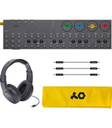 Teenage Engineering OP-Z Wireless Bluetooth Synthesizer Sequencer Bundle with OP-Z PVC Roll Up Bag, Samson SR350 Over-Ear Closed-Back Headphones, Blucoil 3-Pack of 7" Audio Aux Cables