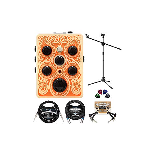 Orange Acoustic Pedal with Buffered FX Loop Bundle with Blucoil Adjustable Mic Stand, 10-FT Straight Instrument Cable (1/4in), 2x Patch Cables, 10-FT Balanced XLR Cable, and 4x Guitar Picks