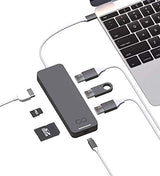 Blucoil USB Type-C Hub 7-in-1 USB C Adapter(Grey/Silver)