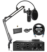 Audio-Technica AT2035 Cardioid Condenser Microphone Bundle with Native Instruments KOMPLETE Audio 2 Two-Channel Audio Interface for Windows & Mac, Blucoil Boom Arm Plus Pop Filter, and 10' XLR Cable