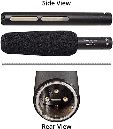 Audio Technica AT875R Line/Gradient Shotgun Condenser Microphone Bundle with Samson SR350 Over-Ear Closed-Back Headphone, Blucoil 2-Pack of 10-FT Balanced XLR Cables, and 5-Pack of Reusable Cable Ties