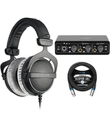 blucoil Beyerdynamics DT 770 PRO 80 Ohm Over-Ear Studio Headphones in Gray, Enclosed Design, Wired Bundle Portable USB Audio Interface for Windows and Mac, and 10-FT Balanced XLR Cable