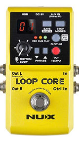 NUX Loop Core Looper Effects Pedal with Tap Tempo Bundle with Blucoil Slim 9V 670ma Power Supply AC Adapter, 2-Pack of Pedal Patch Cables, and 4-Pack of Celluloid Guitar Picks