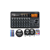 TASCAM DP-008EX PocketStudio Multi-Track Digital Audio Recorder Bundle with 16GB SDHC Memory Card, Blucoil 10' Straight Instrument Cable (1/4"), 2-Pack of 10-FT Balanced XLR Cables, and 5x Cable Ties