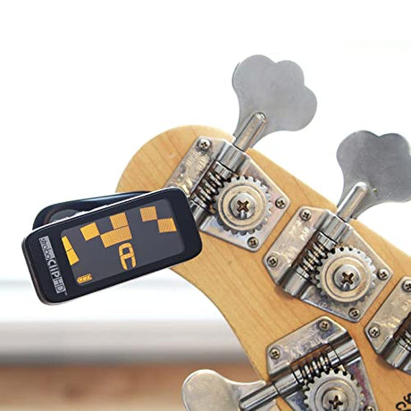 Peterson StroboClip HD Clip-On Tuner | Guitar, Bass, Violin, Ukulele, Harp, Brass, Woodwind, Orchestral Bundle with Blucoil 10' Straight Instrument Cable (1/4"), and 4-Pack of Celluloid Guitar Picks