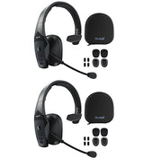 BlueParrott B550-XT Voice-Controlled Bluetooth Headsets (2-Pack) for iOS/Android Bundle with 2-Pack of Blucoil Headphone Carrying Cases, and 2-Pack of Replacement Windscreens and Ear Pads