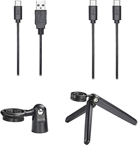 Audio-Technica ATR2500x-USB Cardioid Condenser Microphone (ATR Series) Bundle with Blucoil 1080p USB Webcam, Boom Arm Plus Pop Filter, 6" Ring Light, Samson SR350 Headphones, and USB-A Mini Hub