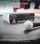 AudioBox USB 96 2x2 USB Audio Interface with Studio One Artist Bundle with Blucoil Cardioid Condenser Studio XLR Microphone, Pop Filter, 10' XLR Cable, and 5-Pack of Reusable Cable Ties