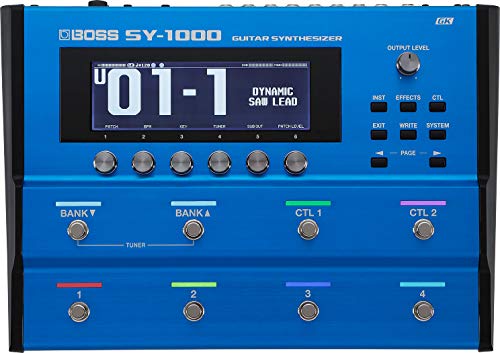 BOSS SY-1000 Guitar Synthesizer Bundle with Blucoil 10-FT Straight Instrument Cable (1/4in), 5-FT MIDI Cable, 2-Pack of Pedal Patch Cables, and 4x Guitar Picks