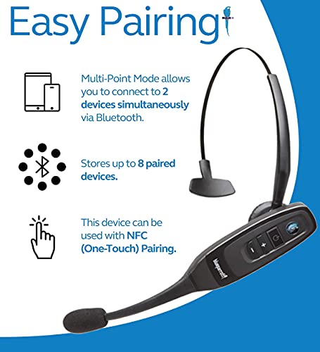 BlueParrott C400-XT Voice-Controlled Bluetooth Headset with Noise Cancelling Microphone for iOS & Android Bundle with Blucoil 1080p USB Webcam, USB Conference Speakerphone, and 3' USB Extension Cable