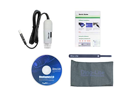 Dino-Lite USB Handheld Digital Microscope, 10x-220x Magnification 0.3MP/1.3MP/5.0MP True Resolution, Windows/Mac Software Included