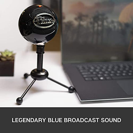 Blue Snowball USB Microphone with Metal Mic Stand for Podcasting, Live Streaming, Skype/VOIP Calls, Music Recording on Windows and Mac (Gloss Black) Bundle with Blucoil Pop Filter Windscreen