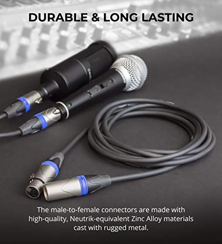 blucoil Audio 10-FT Balanced XLR Cable with 24 AWG Copper Wire and PVC Jacket