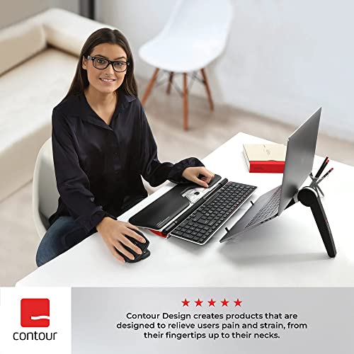 Contour Design RollerMouse Red Wireless - Wireless Ergonomic Mouse fo Mac and Windows PC Bundle with Blucoil USB-A Mini Hub, 3-FT USB 2.0 Type-A Extension Cable, and 5-Pack of Reusable Cable Ties