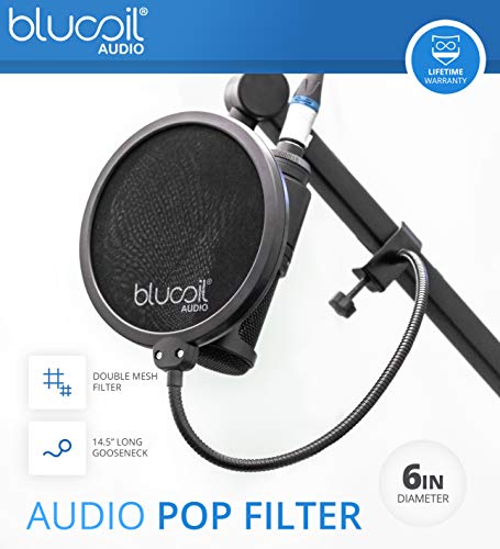 Samson G-Track Pro Professional USB Condenser Microphone, Silver Bundle with SR350 Over-Ear Headphones, Blucoil 3' USB Extension Cable, Pop Filter, 5x Cable Ties, and 6' 3.5mm Audio Extension Cable
