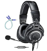 blucoil Audio Technica ATH-M50x Professional Studio Monitor Headphones, Black Bundle with Audio ModMic USB Attachable Noise-Cancelling Microphone with Mute Switch Y Splitter Cable