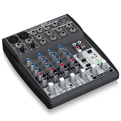 Behringer XENYX 802 Premium 8-Input 2-Bus Mixer with XENYX Mic Preamps, British EQs, and 48V Phantom Power