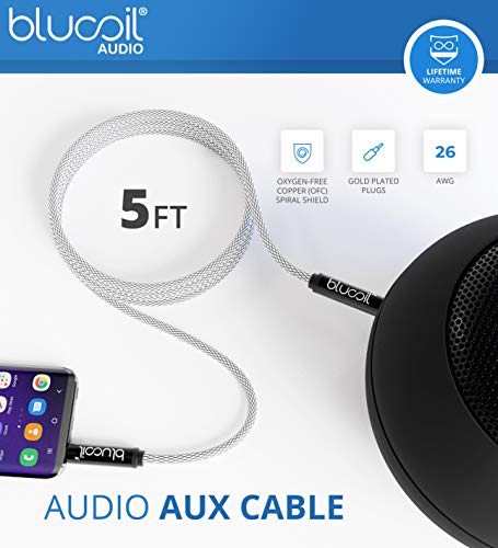 blucoil Fii O New K3 USB Decoder Headphone Amplifier USB-C DAC with Stereo Mini Male Cable Bundle USB Wall Adapter, 5' AUX Cable, 3' USB Extension Cable, and Aluminum Headphone Hook