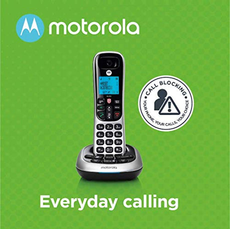 Moto rola CD4012 DECT 6.0 Cordless Phone with Answering Machine and Call Block, Silver/Black, 2 Handsets Bundle with Blucoil 4 AAA Batteries, 10' Cat5e Cable, and USB Conference Speakerphone