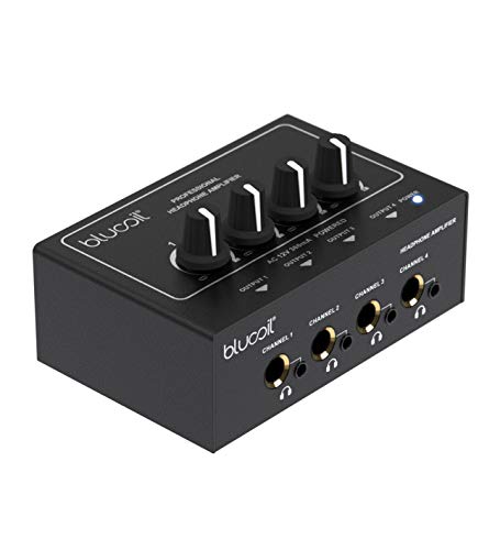 blucoil 4-Channel Portable Headphone Amplifier with 1/4
