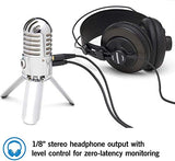 Samson Meteor Mic USB Studio Condenser Microphone with Mute Switch for Windows, Mac (Chrome) Bundle with Blucoil 6" Dimmable Selfie Ring Light, and 3-FT USB 2.0 Type-A Extension Cable