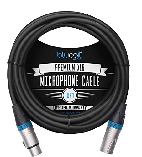 blucoil Audio 10-FT Balanced XLR Cable with 24 AWG Copper Wire and PVC Jacket