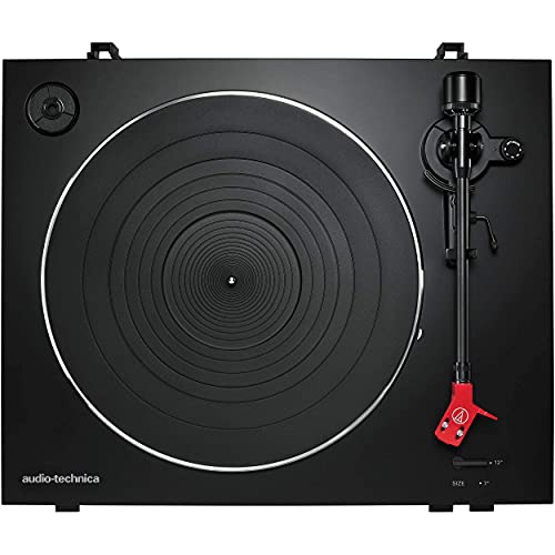 Audio-Technica AT-LP3BK Automatic Belt-Drive Stereo Turntable (Black) Bundle with Blucoil Vinyl Cleaning Kit, Turntable Slipmat, LP Inner Sleeves, Headphone Hook, and Samson SR350 Headphones