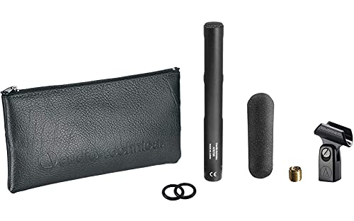 Audio Technica AT875R Line/Gradient Shotgun Condenser Microphone Bundle with Samson SR350 Over-Ear Closed-Back Headphone, Blucoil 2-Pack of 10-FT Balanced XLR Cables, and 5-Pack of Reusable Cable Ties