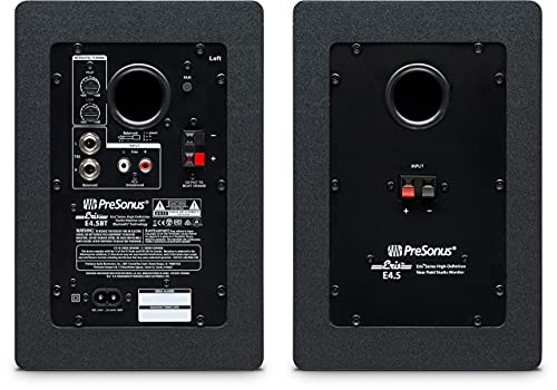 blucoil Eris E4.5 BT-4.5" Near Field Studio Monitors with Bluetooth for Computers, Turntables, TV Bundle 2-Pack of Acoustic Isolation Pads, and Samson SR350 Over-Ear Stereo Headphones