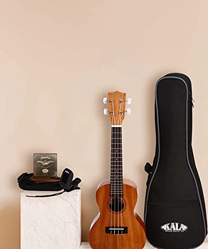 Kala KA-15C Satin Mahogany Concert Ukulele Bundle with Gig Bag, Klipz Chromatic Clip-On Tuner, Ukulele Strap, Aquila Super Nylgut Strings, Kala App, and Blucoil Ukulele Accessories Kit