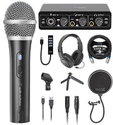 Audio Technica ATR2100x-USB Cardioid Dynamic Microphone (ATR Series) Bundle with Blucoil USB Audio Interface for Windows and Mac, Pop Filter, USB-A Mini Hub, 10' XLR Cable, and Samson SR350 Headphones