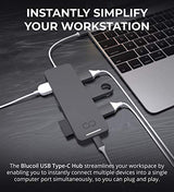 Blucoil USB Type-C Hub 7-in-1 USB C Adapter with 4K HDMI, MicroSD/SD Card Reader, 3X USB 3.0 and USB-C Pass-Through Charging Ports Compatible with MacBook, Chromebook, Mac, Windows, and More (Grey)